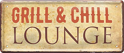 schilderkreis24 Blechschilder Kollektion 28x12cm – Lustige Grillsprüche: BBQ-Deko für echte Grillmeister: (Grill & Chill Lounge)