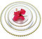 LJJ 3PC Servizio Tavola in Vetro, Trasparente con Bordo Dorato Piatti, per Feste Catering Compleanni Matrimoni (32cm, 27cm, 21cm)