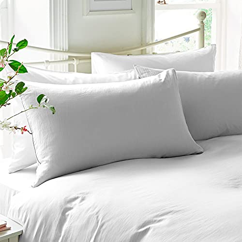 Pizuna Luxuriöser Soft-Satin 2er Pack Kissenbezug 40x80 cm Weiß, 600 Fadenzahl Baumwolle Kissenbezüge, 100% Langstapel Baumwolle Kissenbezug (Weiß, 40x80 cm)