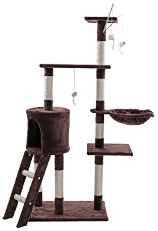 ESTEXO Katzenkratzbaum Kratzbaum Katzenbaum 138 cm Spielbaum XL Kletterbaum für Katzen Kratzmöbel Spielmöbel Braun