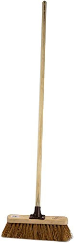 Newman & Cole Sweeping Brush Soft Indoor or Outdoor Broom with Natural Coco Bristle Fitted with Wooden Handle (Unassembled, Pack of 2)