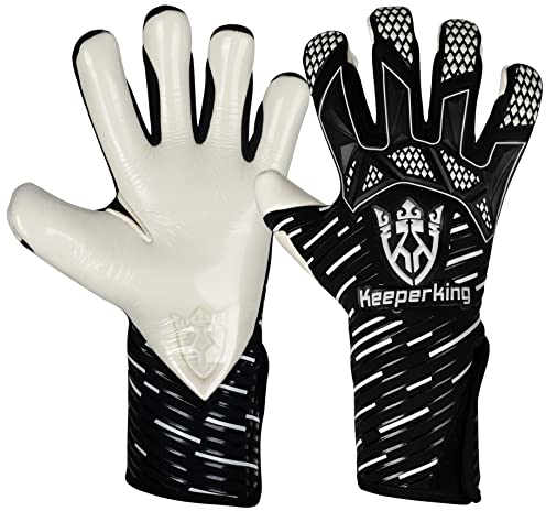 Keeperking Torwarthandschuhe Herren GladiatorKing Hybrid Professional mit Profi Extreme Grip 4 mm (9, Schwarz-Weiß)