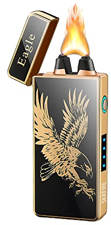 SKRFIRE Electric Plasma Lighter - Windproof, Cool Flame, Arc Lighter with LED Display, Rechargeable, Indoor & Outdoor, Eagle