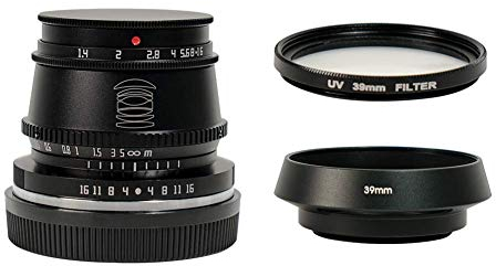 TTArtisan 35mm F1.4 APS-C Formato gran apertura manual enfoque fijo lente para L Mount cámara negro para Leica T CL TL TL2 Sigma FP con 39mm UV filtro lente parasol