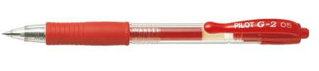 pil ot G-205 Einziehbarer Gel-Tintenroller, 0,5 mm Spitze, 0,32 mm Strich, rot [Packung mit 12]