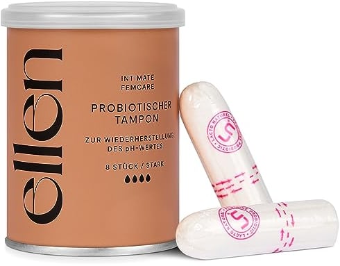 ellen® Probiotische Tampons Super, 8 Stück – Tampons mit Probiotika angereichert – Sanfte Pflege für vaginale Gesundheit, Vorteilspack