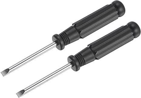 sourcing map Mini Fendue Tournevis, 4.0mm Plat Tête avec Noir Poignée pour Petit Appareils électroménagers, 2 Pcs