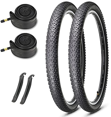 27,5 Zoll Mountainbike-Reifen-Set: MOHEGIA 2er-Pack 27,5 x 2,125 Zoll Klappbare Ersatz-Fahrradreifen und Innenschläuche mit Reifenhebern, Paar