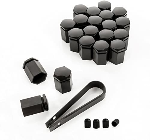 LST 20x 17 mm schwarz lang glänzende Sechskantkappen Radschrauben Kappen lang