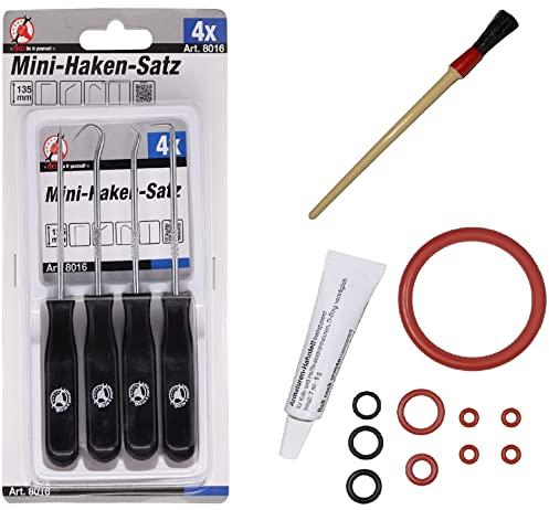 Joints toriques pour groupe de brassage - Embout de sortie compatible avec Philips Saeco Spidem Gaggia Set 41 - Tube de graisse alimentaire de 6 g, brosse de nettoyage et kit de crochets