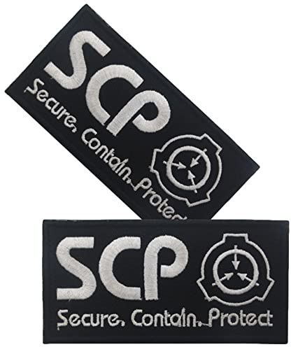 Vmcoatdu 2 Stück SCP Foundation Special Containment Procedures Foundation Logo Militär bestickt Patch Badge Emblem mit Klettverschluss Applikation Patches (Schwarz 2)