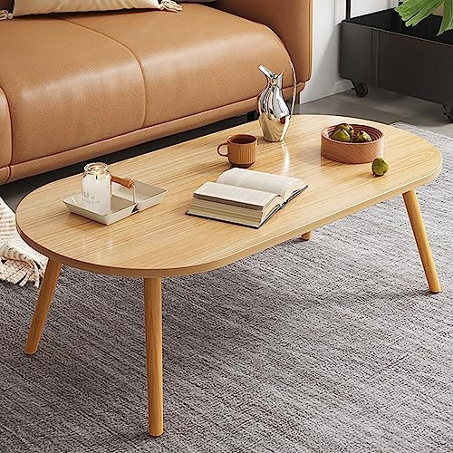 TAOBOU Low Oval Coffee Table, Mid Century Modern Coffee Tables, Centre Table For Living Room, Tea Table, Side Table for Living Room,Small Space, 80x 45 x 40cm (Log color)