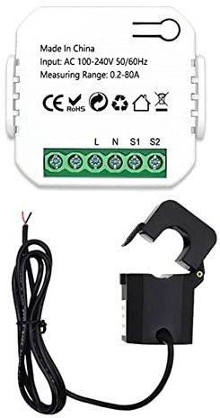 Niukuyu Tuya Smart Life ZigBee - Misuratore di energia 80 A, con pinza per trasformatore KWh, monitor statistiche di elettricità, 110 V, 240 V
