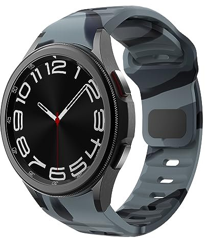 Correas para Samsung Galaxy Watch 7/6/5/4 40mm 44mm/Watch 6 Classic 47mm 43mm/Watch 5 Pro 45mm/Watch 4 Classic 46mm 42mm/FE 40mm,Correa de 20mm Silicona Suave para Samsung Watch 6 5 4, Gris Camuflaje