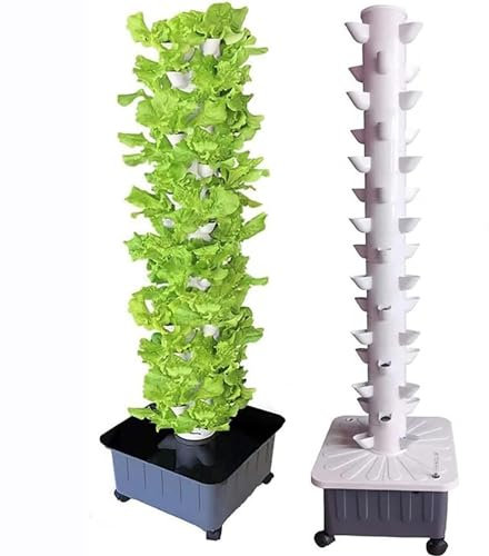 GEJLELDS Hydroponic Tower Growing Sytem, 15 Floors 45 Plants Sites Indoor Vertical Gardening Grow Kit, Detachable PP Colonization Cups Farm Greenhouse Hydroponic Grow System