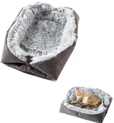 LATRAT Letto 2 in 1 per Gatti e Cani, Doppio Uso, Cestino Con Cuscino Morbido e Confortevole, Adatto per Gattini, Cuccioli e Piccoli Animali