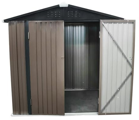 Panana Metal Garden Shed Storage Sheds Heavy Duty Outdoor FREE Base Foundation Green/Grey Color (6X4 Brown)