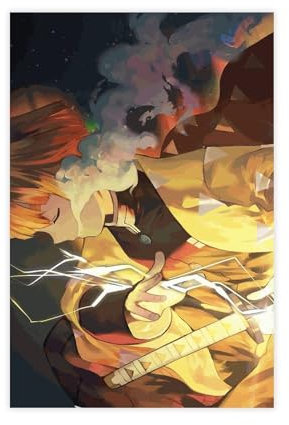 FrySky Zenitsu Demon Slayer Poster 2 Leinwand Poster Schlafzimmer Dekor Sport Landschaft Büro Zimmer Dekor Geschenk ungerahmt 30 x 45 cm