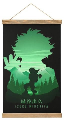 MOJDI Deku Izuku Midoriya Scroll Poster Stoff Bild Kunst Holz DIY Rahmen Hängende Druck Aufhänger Für Raumdekor Öl Leinwand Kit Geschenk