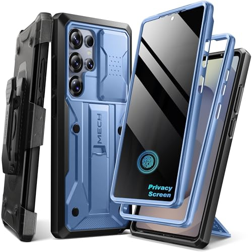 Tongate Compatible with Samsung Galaxy S24 Ultra Case, [Bulit-in Screen Protector & Slide Camera Cover] [2 Front Frame] Military Grade Shockproof Phone Case with Kickstand & Belt-Clip 6.8, Blue