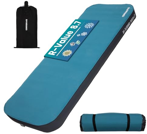 FUNDANGO Isomatte Schaumstoff Aufblasbare Camping Luftmatratze 1 Person Camping Matratze 10cm Dick 3D Selbstaufblasende Isomatte Dicke Schlafmatte Weiches Samt für Outdoor Zelt, Auto Reisen,Gästebett