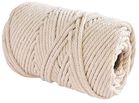 Seil, Nylonseil, Makramee-Kordel, Beige, 4 mm/5 mm/6 mm, gedrehtes Makramee-Seil aus 100% natürlicher Baumwolle, Baumwollseil, Bastel-Strickgarn for Wandbehänge, Pflanzenaufhänger-Dekoration, 4 mm–60