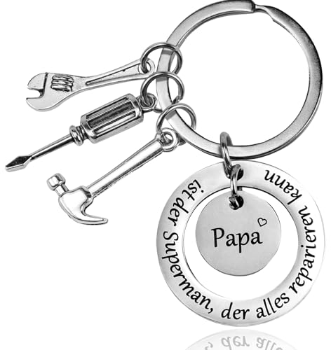 Bazasa Papa Geschenk Schlüsselanhänger Papa ist der Superman, der alles reparieren kann, pass auf dich auf! Schlüsselanhänger Vater zum Geburtstag Vatertag Papa Geburtstagsgeschenk Anhänger