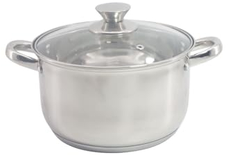 Rosberg Edelstahl Induktions-Kochtopf mit Glasdeckel, Spülmaschinenfest, für Gas, Halogen, Elektro und Induktion, 16 Cm, 1.8 L, Grau
