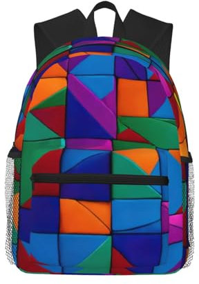 YHBLYKXP Leichter Seesack mit buntem Ziegeldruck, für Reisen, Wandern, Tagesrucksack, bequemer Rucksack, Sporttasche, Schwarz, Einheitsgröße