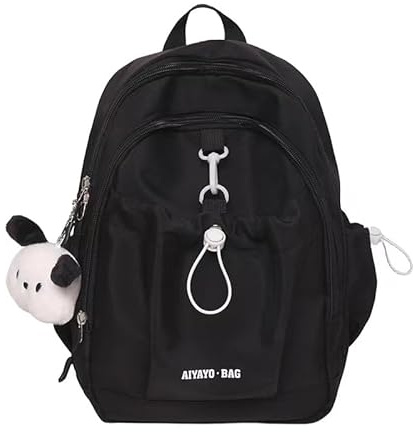 AlHECE Schulrucksack Backpack School Bag Girl Back Pack Für Kinder Kinder Kinder Teenagerinnen Frauen Schoolbag Primary Women Dudelsack Teenie Bookbag-Schwarz