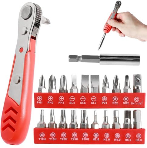 Set di cacciaviti ad angolo retto Set di cacciaviti ad angolo retto, cacciavite a cricchetto 22 in 1, cacciavite a cricchetto corto piccolo a 90 gradi, cacciavite a basso profilo, cacciavite reversibi