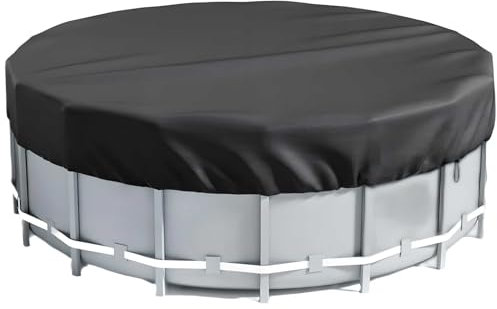 Copertura rotonda per piscina invernale da 3,7 m, copertura rotonda da 3,7 m fuori terra, copertura per piscina rotonda 420D, per piscine fuori terra, con corda e chiodi da terra, tiene fuori detriti,