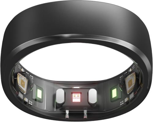 RingConn Gen 1 Smart Ring für Frauen/Herren, ohne App-Abonnement, Size First mit Größenkit, 7 Tage Akkulaufzeit, Fitness- und Schlaftracker, kompatibel mit iOS & Android (Schwarz, Größe 11)
