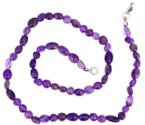 Taddart Minerals – Lila Nugget Halskette aus dem natürlichen Edelstein Amethyst mit 45cm Länge – handgefertigt