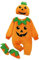 MNSWR Baby Body Born Langarm Halloween Drucke Neugeborenen Strampler Overalls Hut Schuhe Set Jungen Pullover 92 (Orange, 3-6 Months)