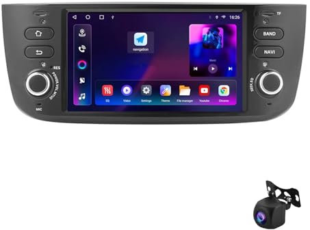 Android 12 Double DIN Autoradio per Fiat Linea Punto evo 2012-2015 | Radio FM RDS + 7 Pollici Schermo MP5 Lettore Multimediale con GPS 4G WiFi Bluetooth Mani libere Comandi al Volante(XY8 8Core 6+128G