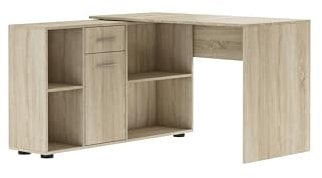 Maxi Maja Eliseo Eckschreibtisch mit Schubladen und Regal I großer Winkelschreibtisch aus Holz I Schreibtisch mit Stauraum und Schrankkombination I Schreibtische L-Form Office Desk für Arbeitsplätze