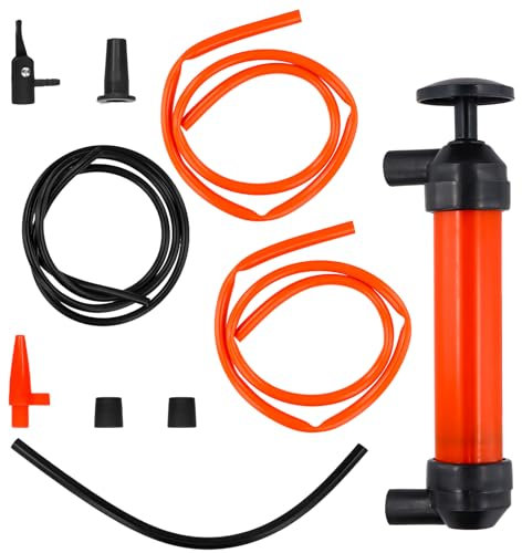 Bomba Agua Manual, Bomba de Sifón, Bomba de Transferencia de Combustible, Trasvase Gasoil, Bomba Sifónica 3 en 1 para Aceite Gasolina Agua líquidos y Aire