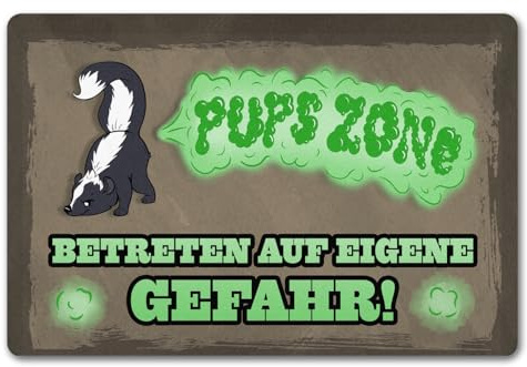 Pups Zone Betreten auf eigene Gefahr Fußmatte mit süßem Comic-Stinktier