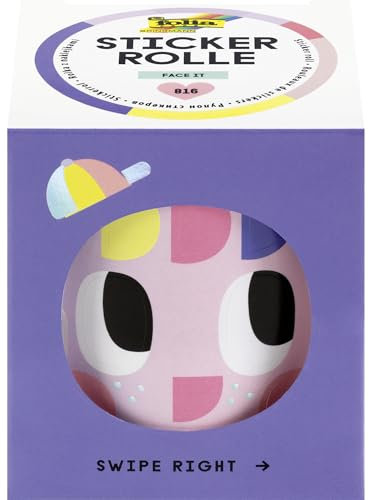 folia 27106 - Stickerrolle FACE IT, Sticker Set mit 816 Aufklebern, 4 m lang mit verschiedenen selbstklebenden Motiven