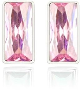 HeyMeili Orecchini a bottone con pietre preziose ipoallergeniche, orecchini a perno di cristallo con tormalina rosa in argento sterling 925 per donna