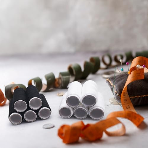 Set 10 Bobine Filo da Cucito in Poliestere 100% – Fili Bianco e Nero per Macchina da Cucire e Cucito a Mano – Kit Ideale per Sartoria, Quilting, Ricamo e Riparazioni