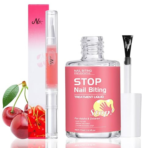 Esmalte de uñas Stop para morderse las uñas + lápiz de cuidado de uñas, 15 ml, esmalte para chupar el pulgar, natural, antimordeduras de uñas, para adultos y niños, aceite de cutículas