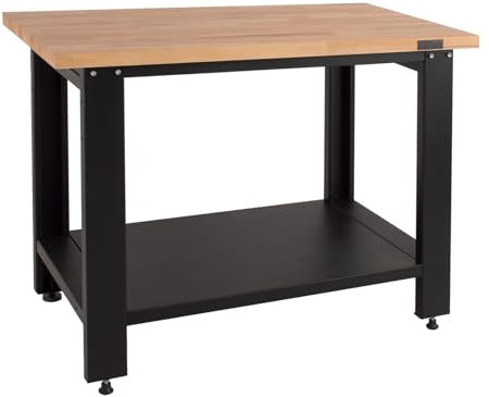 TRUTZHOLM Massive Werkbank Werktisch Profiline XXL freistehend 110 x 69 cm 600 kg Traglast modular robust Stahl Holz Werkstatttisch für professionelles Arbeiten in Werkstatt oder Garage