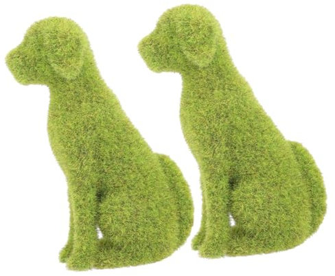 PRETYZOOM 2 Stück Beflockte Hundefigur für Garten und Terrasse Grün