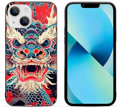 CRIVOTA Hülle Für iPhone 13 Mini - Ganz Neues Chinesischer Drache-Design, Glas-Rückseite + TPU, Nach Militärstandard Getestet, Perfekte Passform, Kratzfest, Handyhüllen Für Männer Und Frauen