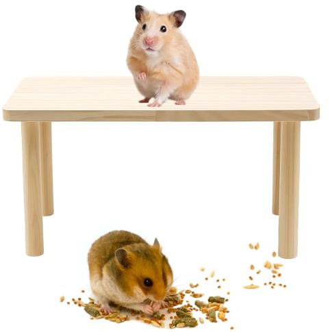 PcvGef Hamster Zubehör, 1 Stück 25x12 cm Hamster Plattform, Spielzeug für Hamsterkäfig, Kletterplattform für Kleintiere wie Kaninchen und Meerschweinchen, aus natürlichem Kiefernholz