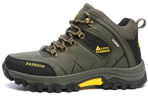 Xuanke Wanderschuhe Herren Wasserdicht Trekkingschuhe Damen Wanderstiefel Outdoorschuhe männer Bequem Leicht Bergstiefel für Camping (Grün, Erwachsene, Herren, 41, Numerisch, EU Schuhgrößensystem, M)