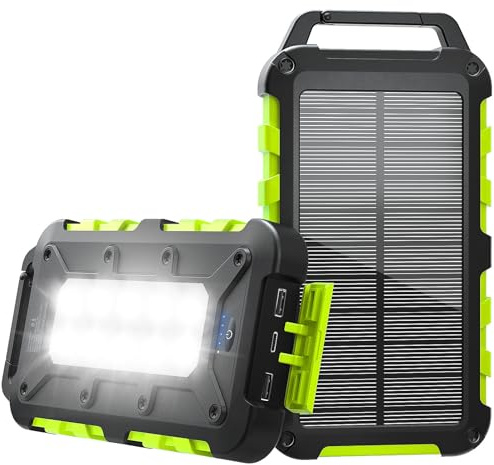 TOENNESEN Solar Powerbank 10000mAh, PD 22,5W, Tragbares Solar Ladegerät | Wasserdichtes USB C Externer Akku mit 3 Outputs, Power Bank für Smartphones, Tablets und mehr