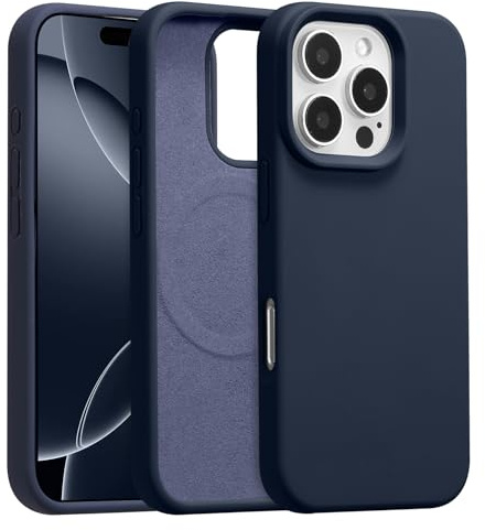 UCASONG Magnetic Liquid Silicone Case for iPhone 16 Pro, Midnight Blue | 6.3Inch, Compatible with MagSafe, Cute Plain Solid Color Slim Case, Soft Smooth Matte Shockproof Protective Cover